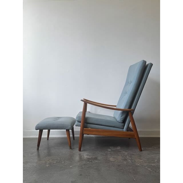 Animal Skin 1950's Attributed to Milo Baughman for James Inc. Leather Recliner and Ottoman For Sale - Image 7 of 13