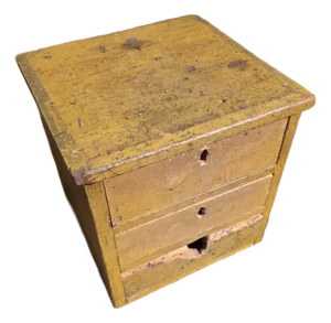 Primitive Yellow Wood Box With Drawers