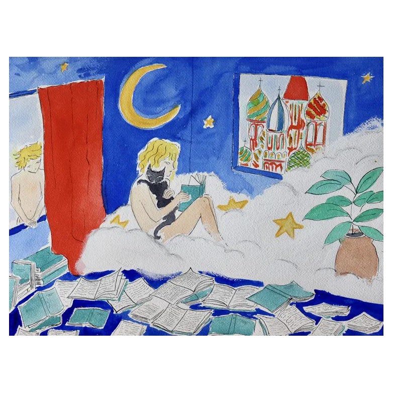 Gabrielle Rul, Moscow Blues, 2021, Watercolor & Pastel | Chairish