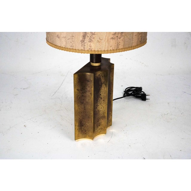Vintage Brass Table Lamp with Fabric Shade, Italy, 1970s For Sale - Image 10 of 12