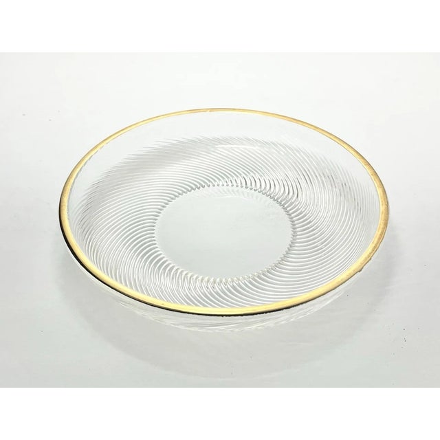 2020s Contemporary Gold Rim Swirl Shallow Glass Bowl Dishes - Set of 8 For Sale - Image 5 of 8
