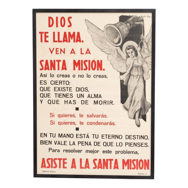 Vintage Religious Typographic Poster from Editorial Balmes, Barcelona, 1960s For Sale