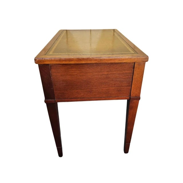 Mid-Century Mersman Mahogany and Stenciled Leather Top Side Tables