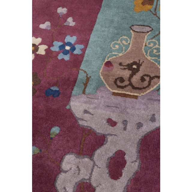 1920s Antique Circa 1923 Green Chinese Art Deco Hand Knotted Rug 8'7 X 11'5 For Sale - Image 5 of 12