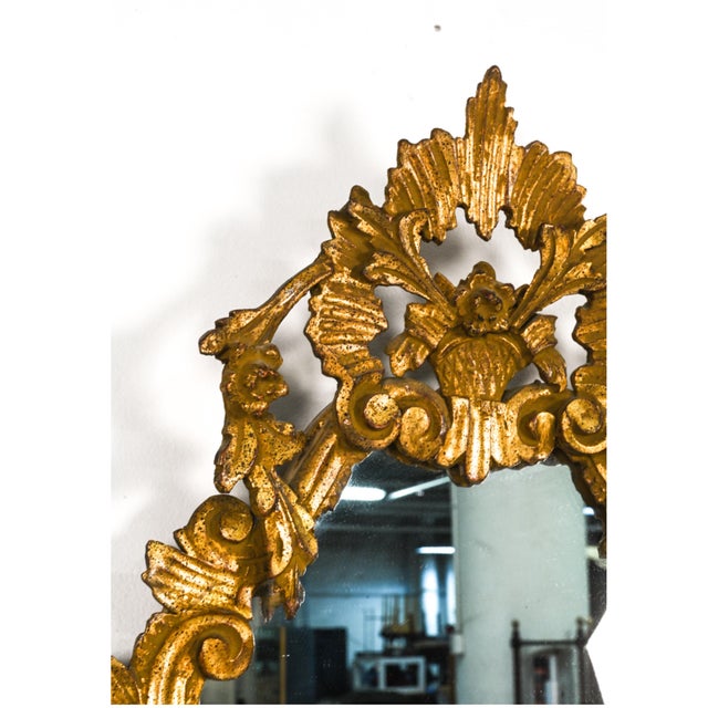Vintage Carved Rococò Style Gilt Wall Mirror—A Pair For Sale - Image 11 of 18