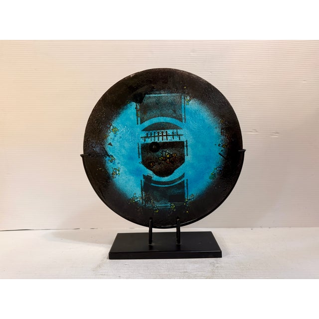 Late 20th Century Abstract Fused Glass Decretive Platter For Sale - Image 5 of 9