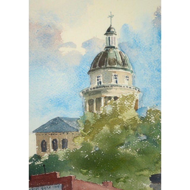 Old Town Auburn, Vintage California Landscape Watercolor by Les Anderson For Sale - Image 4 of 10