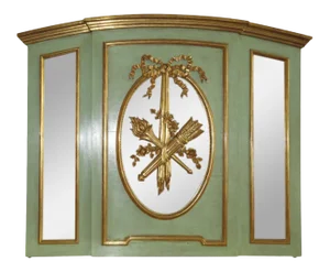 Handcarved French Style Parcel Gilt Trumeau Mirror