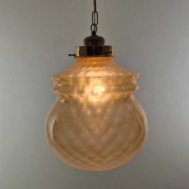 Metal Vintage Italian Pendant Lamp attributed to Brotto, 1970s For Sale - Image 7 of 13