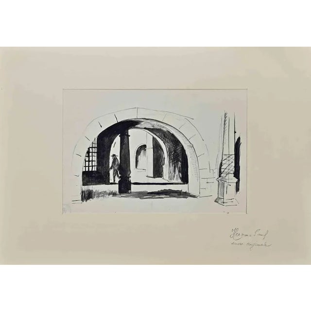 Modern Hermann Paul, The Prospective, Watercolor & Ink, Early 20th Century For Sale - Image 3 of 3