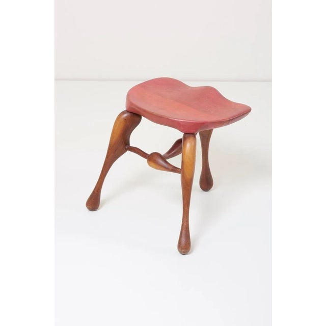 Studio Craft Wooden Stool by Ron Curtis, USA, 1980s For Sale - Image 4 of 8