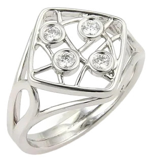 Hearts On Fire 18k White Gold Diamonds Open Design Ring, Size 6.5