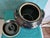 Striking 1940's Black and Floral Stoneware Cookie Jar or Beanpot For Sale - Image 4 of 5