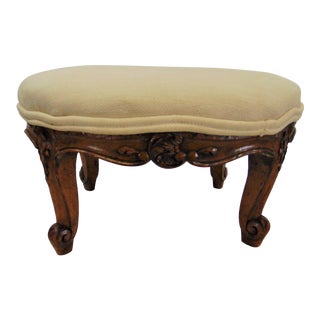 Louis XV Style Floral Carved Footstool For Sale