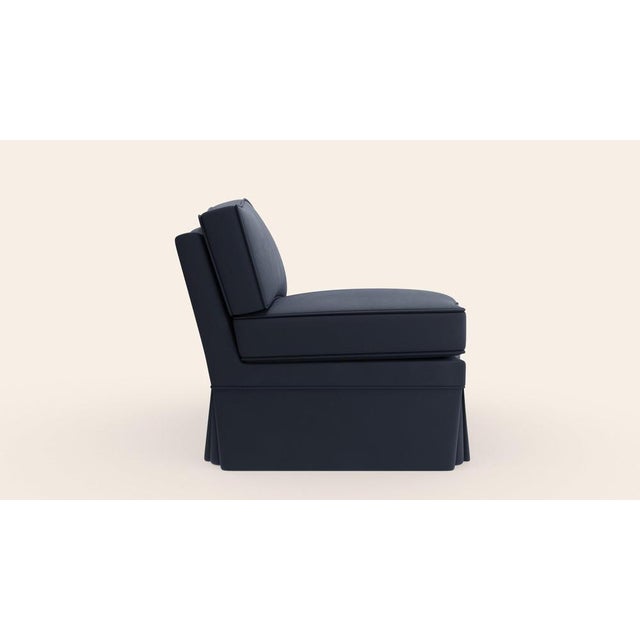 Prussian Linen Felix Slipper Chair by Ceraudo For Sale - Image 4 of 7