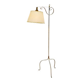 Vintage Arts and Crafts Metal Adjustable Bridge Arm Floor Lamp For Sale