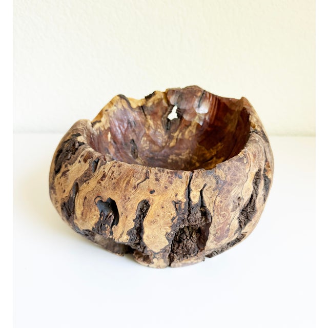 1970s Rustic Burl Wood Vessel For Sale - Image 9 of 12