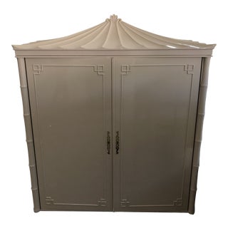 1970s Hollywood Regency Lacquer Wardrobe Armoire For Sale