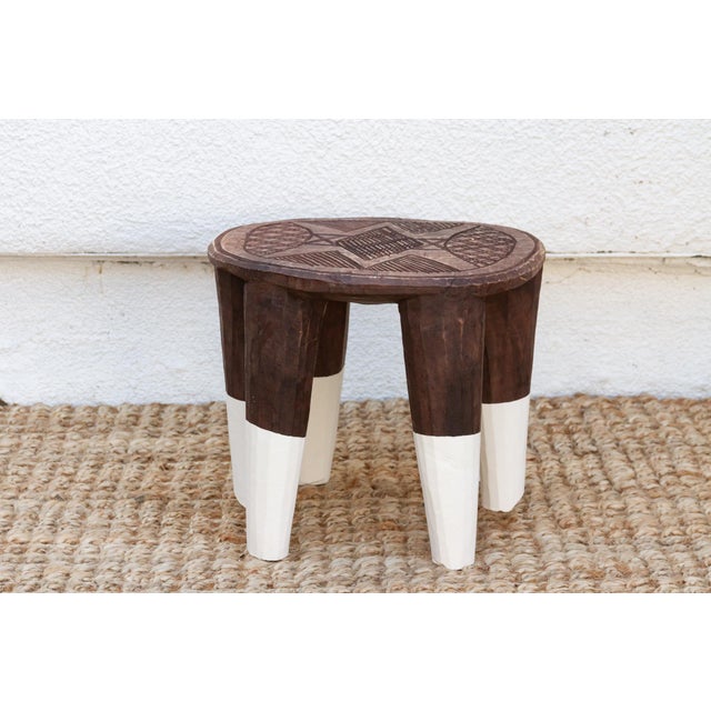 Tribal Black & White Carved Nupe Stool For Sale - Image 3 of 7