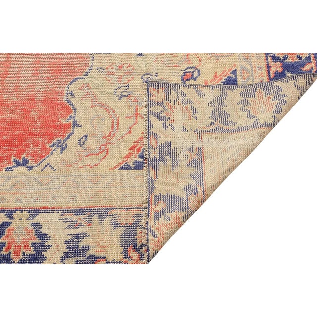 Mid 20th Century Mid 20th Century Distressed Large Vintage Oushak Rug For Sale - Image 5 of 7