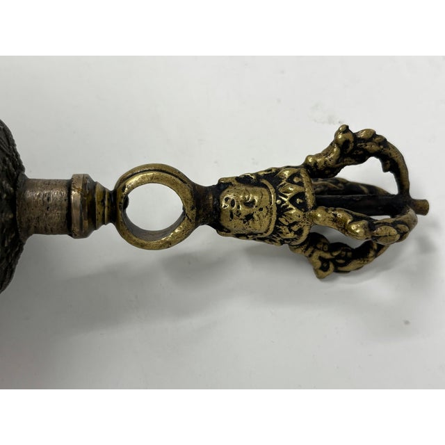 Asian Tibetan Meditation Prayer Ghanta Bell Antique Bronze Buddhist Bell For Sale - Image 11 of 12