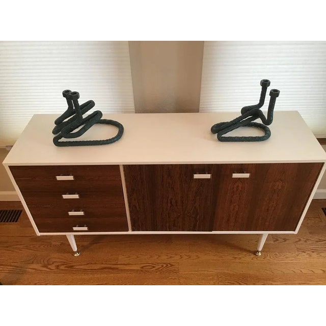 Metal Vintage Modern Metal Candle Holders - A Pair For Sale - Image 7 of 11