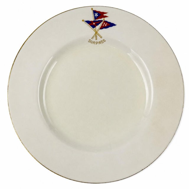 Ceramic Vintage Set 3 New York Yacht Club Surpass Nautical Burgee Plates For Sale - Image 7 of 8