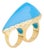 Miriam Salat Double Art Deco Blue Resin Ocean Ring 18K Sterling Silver & Topaz For Sale