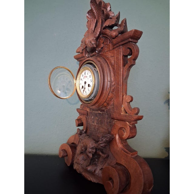 Black Forest Clock with Fox & Bird, 1920 For Sale - Image 3 of 14