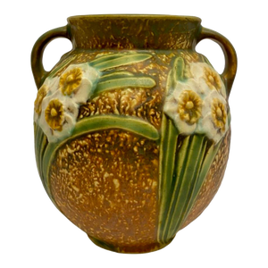 Vintage Roseville Brown, Green & Yellow Art Pottery Jonquil Vase