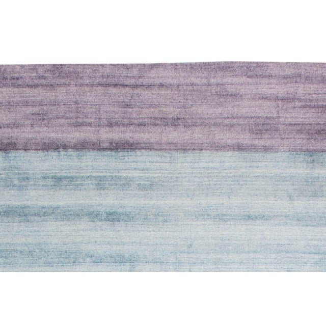 Early 21st Century Minimalist Modern Tibetan Rug in Viscose – Blue & Lavender, by Doris Leslie Blau For Sale - Image 5 of 7