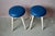 Vintage Rockabilly Stools in Blue Faux Leather with Studs and Compass Legs, 1960s, Set of 2 For Sale - Image 6 of 9