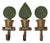 Vintage Hand Painted Cast Iron Potted Boxwood Topiary Hooks / Key Hanger / Wall Rack, a Set of 3 For Sale
