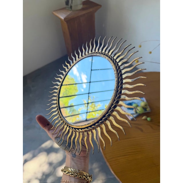 Patinated Gold Sunburst Mirror, 1970s For Sale - Image 18 of 18