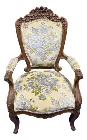Late 19th Century Louis XV Style Fauteuil Floral Armchair
