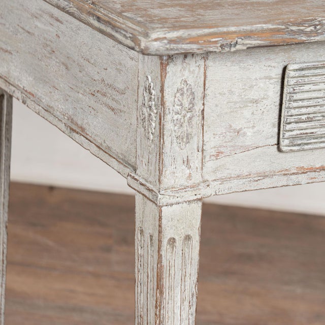 Early 19th Century Swedish Gustavian Original Gray Painted Pine Side Table For Sale - Image 9 of 12