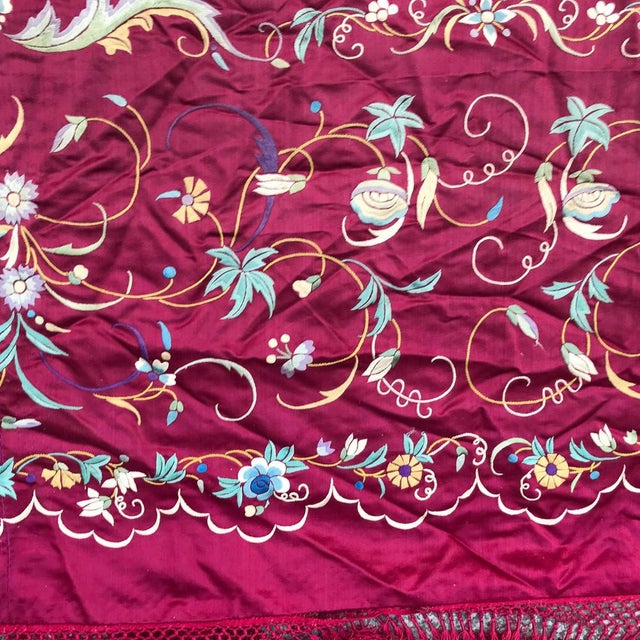 Textile Antique Chinese Embroidery Tapestry For Sale - Image 7 of 14