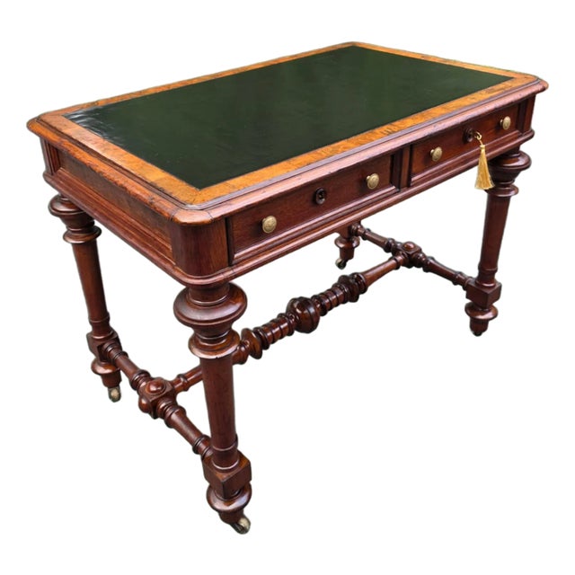 Antique 19th Century Victorian Library Table Desk For Sale
