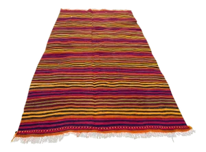 Vintage Turkish Striped Kilim Area Rug