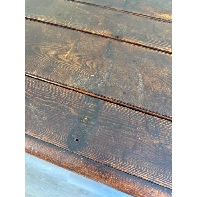 Brown Large Antique 19th Century Oak Dark Wood Blanket Box Chest Coffer with Key Rustic Farmhouse For Sale - Image 8 of 15