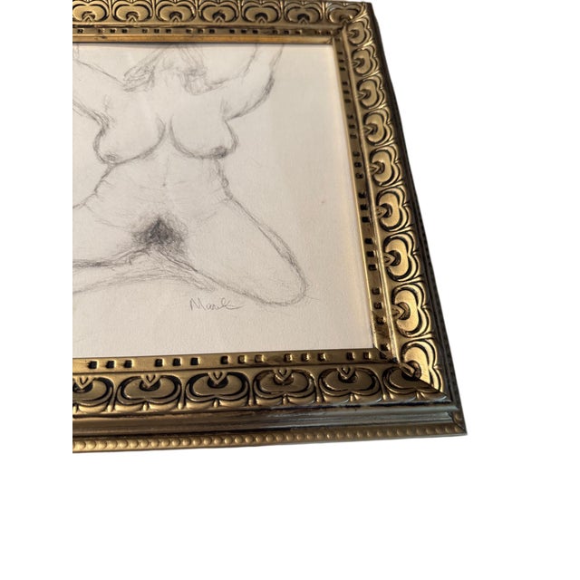 Early 21st Century Framed Female Nude Charcoal Drawing Signed “Marek” For Sale - Image 5 of 9
