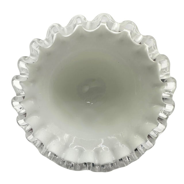 Glass Vintage Fenton Silver Crest Spanish Lace Milk Glass Bell For Sale - Image 7 of 12