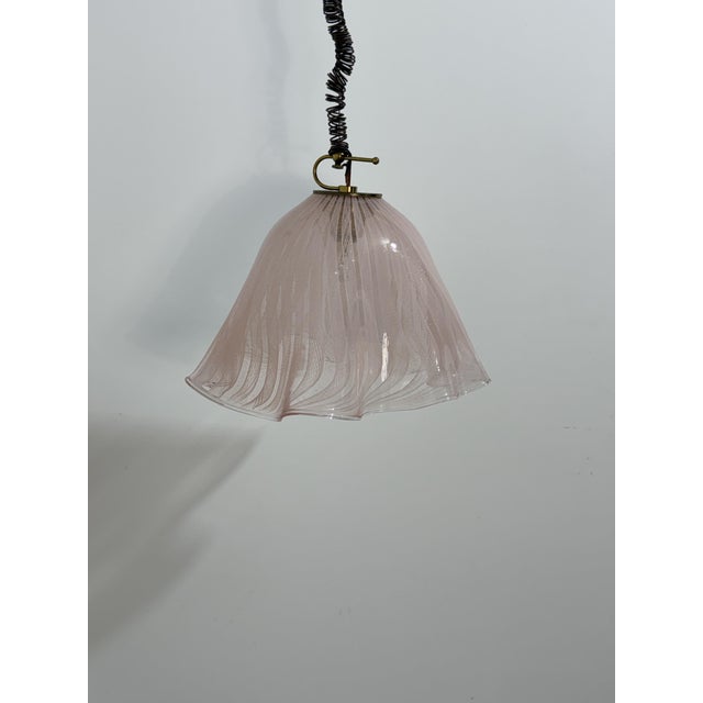 1950s Bell-Shaped Pendant Light in Murano Glass with Brass Details, 1950 For Sale - Image 5 of 13