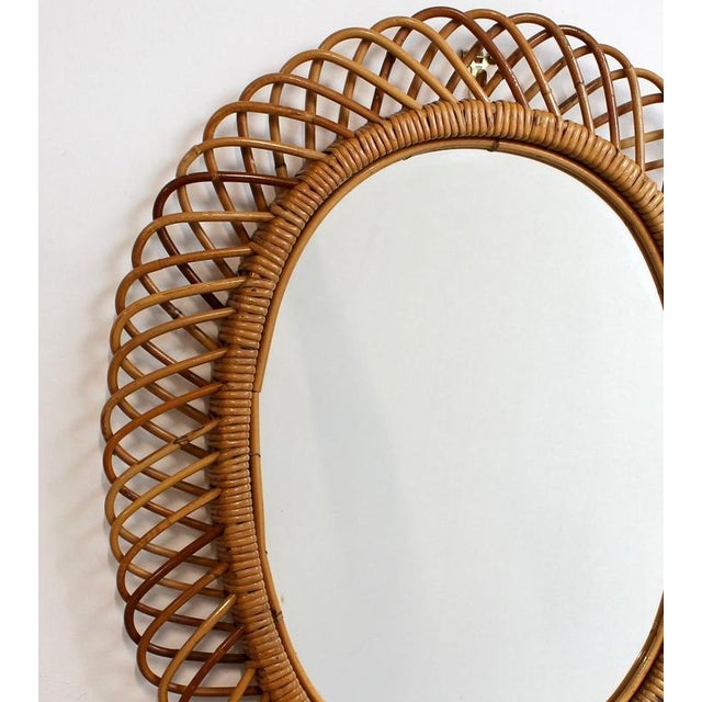 Mid-Century Modern Italian Rattan Wall Mirror, 1960s For Sale - Image 12 of 12