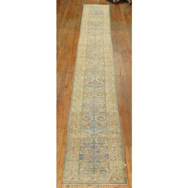 Antique Zabihi Collection Long Blue Persian Malayer Runner - 2'5" x 18'1" For Sale In New York - Image 6 of 12