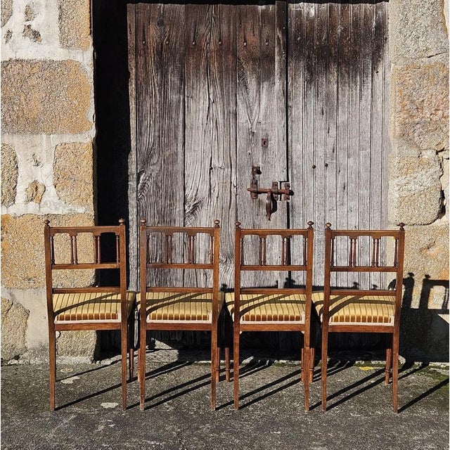 Wood Antique :ate 19th Century Louis XVI Hand-Carved Walnut Side Chairs in the style of Claude Sené For Sale - Image 7 of 18