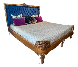 Blue and Gold French Bed Frame