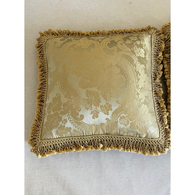 1970s Vintage Italian Fortuny Silk Feather Down Pillows Pair For Sale - Image 5 of 6