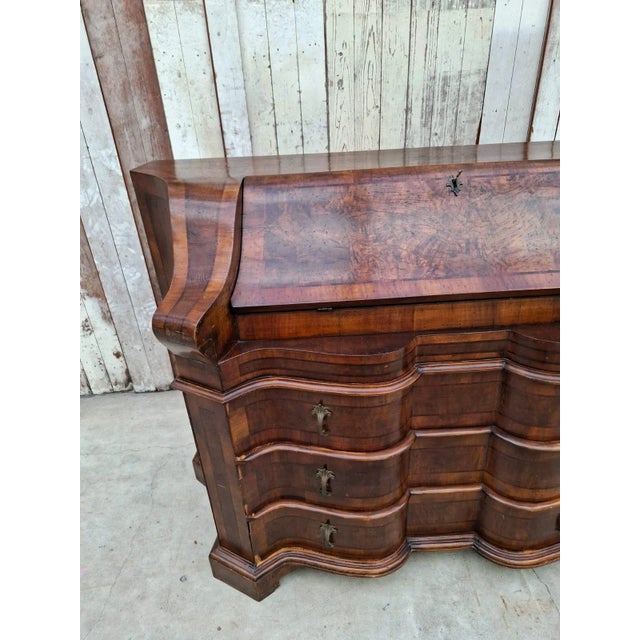 Antique Baroque Revival Walnut Secretaire with Curved Drawers and Fall-Front Desk For Sale - Image 18 of 18