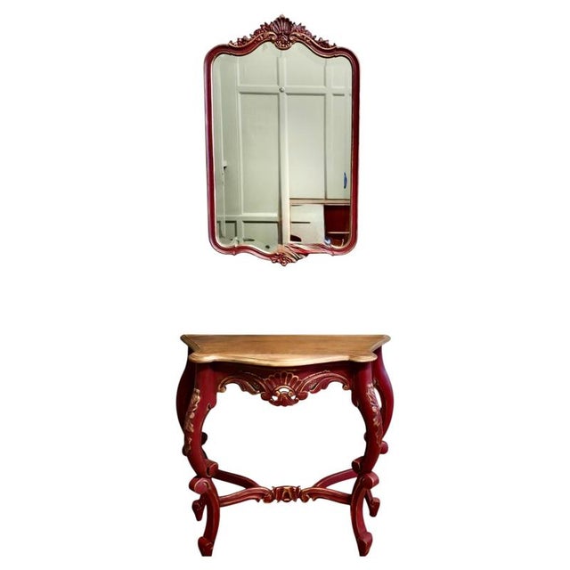 Brown French Console Table and Mirror, Set of 2 For Sale - Image 8 of 8